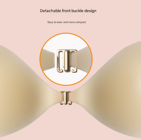 Size L [C/D cup] Two Pairs Light Skin Colour Heart-Shaped Silicone Breast Sticker - Thin Invisible Push-Up for Small Chest Enhancement