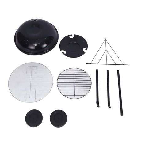 Outdoor Folding Apple-Shaped Stainless Steel Charcoal Barbecue Grill - 41cm Grill Net