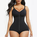 S Black Women's Seamless Body-Shaping Onesie with Zipper - Abdomen Slimming and Hip Lifting