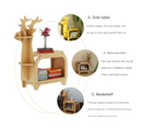 Blue Small Creative Reindeer-Shaped Solid Wood Bookshelf for Kids