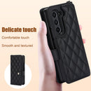 Rose Gold Galaxy Z Fold4 Multi-Functional Leather Wallet Case for Samsung Z Fold Series - Crossbody with Pen Slot, Quilted Design Pen Not Included