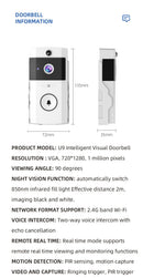 Transparent Rain Cover + Doorbell Combination HD Wireless Video Doorbell with Long-Lasting Battery