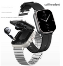 Silver Steel 2-in-1 Bluetooth Smartwatch with Integrated Earbuds for Sports