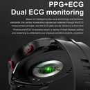 Black Silicone Business Smartwatch with ECG and PPG Monitoring and Stainless Steel Strap