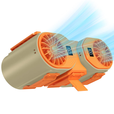 Brown-orange Portable Turbo Waist Fan with Digital Display and Dual Air Outlets