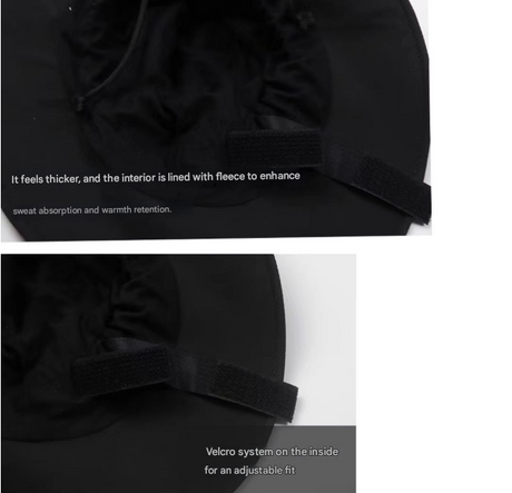 Blue Autumn-Winter Waterproof Sun Hat with Fleece Lining and Wide Brim