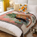 Cheetah Girl INS-Style Illustrated Line Blanket - Multi-Use Design