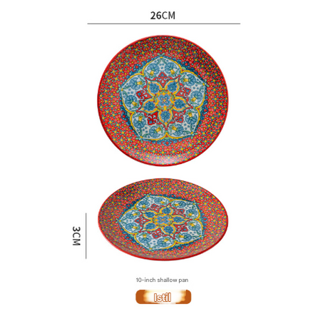 Isidil 10-Inch Bohemian Ceramic Shallow Plate