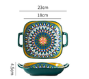 Ember 9-Inch Bohemian Ceramic Double-Handled Square Plate
