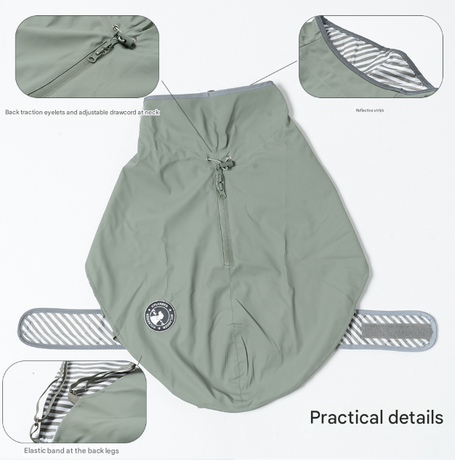 55# Blue Waterproof Reflective Dog Raincoat for Small to Large Dogs