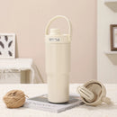 White 30oz Ceramic-Lined Insulated Tumbler with Handle, 735ml Stainless Steel Travel Mug