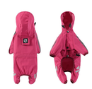 M Pink And Gray Trim Waterproof Four-Legged Dog Raincoat with Leash Hole for Small Breeds