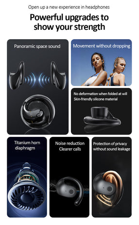 Yellow T2 AI Smart Translation Earbuds - Open-Ear OWS Bluetooth 5.4 Headphones with Simultaneous Interpretation & IPX4 Waterproof
