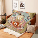 Humen Face Sun Artistic Jacquard Throw Blanket - American Style Illustrated Sofa Cover & Tapestry - 130 x 160cm