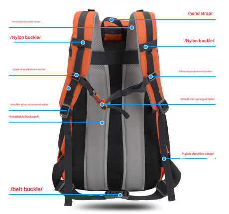 Navy Blue 20L Women's Orange Mountaineering Backpack - Water-Resistant