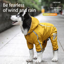 L Purple And Gray Trim Waterproof Four-Legged Dog Raincoat with Leash Hole for Small Breeds
