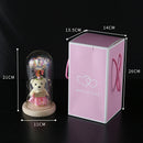 Enchanted Rose & Teddy Bear in Glass Dome with LED Lights - I Love You" Gift(Red)"