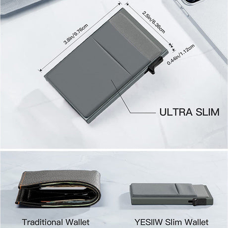 Ultra-Slim Pop-Up Card Holder Wallet with RFID Blocking(Black + Black Card Holder)