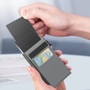 Ultra-Slim Pop-Up Card Holder Wallet with RFID Blocking(Blue + Blue Card Holder)