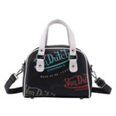 Retro Print PU Leather Dome Satchel Bag - Versatile Crossbody & Handbag(Black)