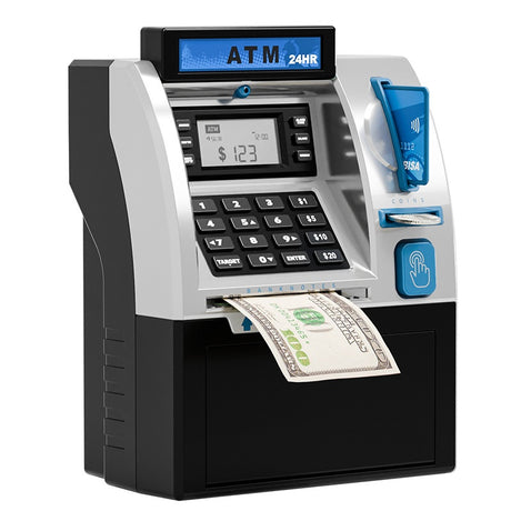 Kids ATM Savings Bank - Electronic Piggy Bank with Debit Card, PIN(black)