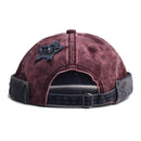 Vintage Washed Cotton Docker Cap - Unisex Brimless Beanie Hat with Star Patch(Coffee)