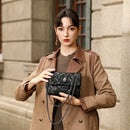 Elegant Quilted Leather Chain Bag with Bird Head Clasp(Wine red)