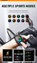 Smartwatch with Flashlight, Compass & Wireless Calling - Health & Fitness Tracker(Black silicone with silver case)