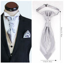 Men's Formal Paisley Ascot Cravat & Pocket Square Set - Adjustable Necktie for Weddings(Black)
