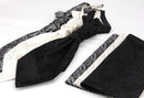 Men's Formal Paisley Ascot Cravat & Pocket Square Set - Adjustable Necktie for Weddings(Black)