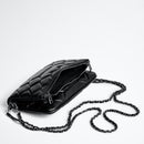Chic Quilted Leather Crossbody Bag with Chain Strap & Tassel Detail(Golden black without tassels)