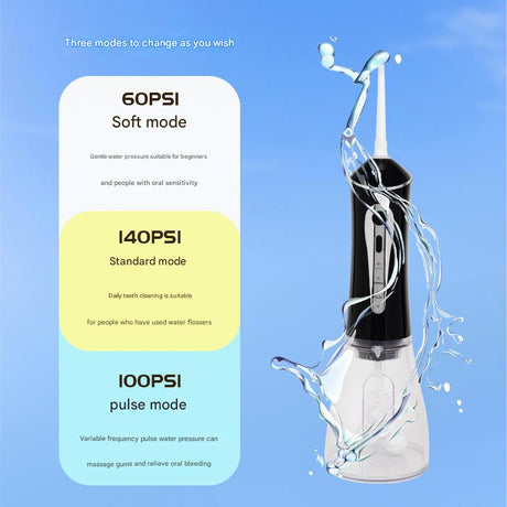 CharmHome Portable Oral Irrigator - 3 Modes, 140 PSI, IPX7 Waterproof(black)