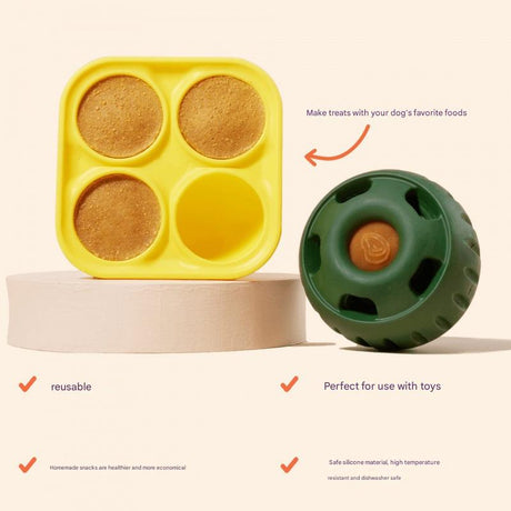 nteractive Dog Treat Dispensing Ball & Silicone Treat Mold Set - Durable,  Dishwasher Safe(green)