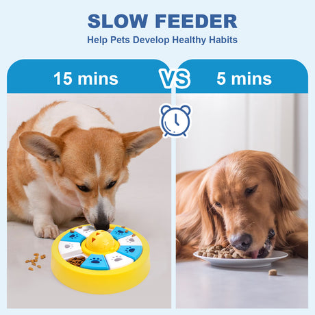 Interactive Dog Puzzle Feeder Toy - Slow Feeder for IQ Training & Mental Stimulation(yellow)