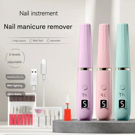 Portable Electric Nail Drill Machine Kit - 18000 RPM, 5-Speed, USB-C Rechargeable with LED Display(Green)