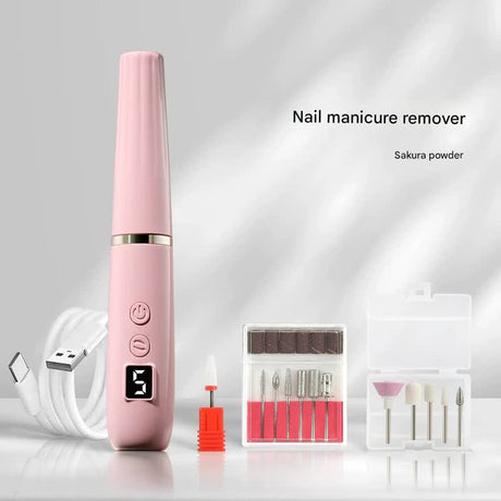 Portable Electric Nail Drill Machine Kit - 18000 RPM, 5-Speed, USB-C Rechargeable with LED Display(Pink)