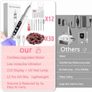 Portable Cordless Electric Nail Drill Kit with UV Lamp - 0-20000RPM, LED Display, 12 Bits(Purple)
