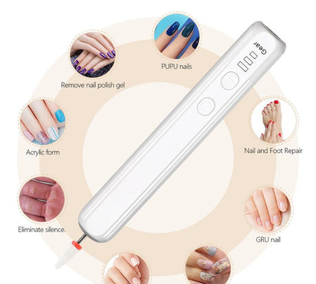 Portable Electric Nail Drill Pen Kit - USB-C Rechargeable, 3-Speed, High Torque, Low Heat(white)