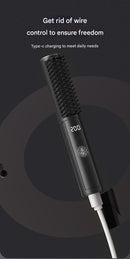 Cordless Hair Straightener Comb - 4 Temperature Settings, USB-C, PTC Heating(black)