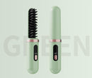 Cordless Hair Straightener Brush - 4000mAh USB-C Rechargeable, 4 Temps, Anti-Scald 3D Comb Design(Green)