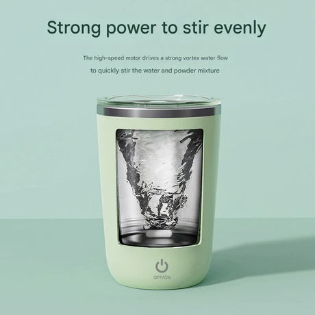 Mini Portable Electric Self-Stirring Mug - USB-C Rechargeable, 4-Hour Use, Stainless Steel (Green)