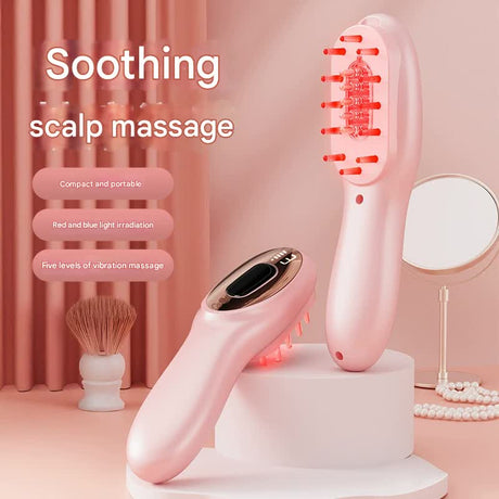 Electric Scalp Massager Comb with Red & Blue Light Therapy - 5 Vibration Modes & Liquid Dispenser(Black)