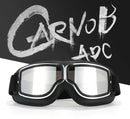 Retro Motorcycle Goggles - Windproof, UV400 Protection, Anti-Impact PC Lenses with Leather Frame(Black leather colored lens)