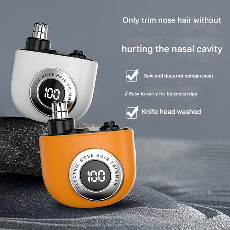 Mini Electric Nose Hair Trimmer - USB-C Rechargeable, LED Display, Washable Head, Painless Grooming(black)
