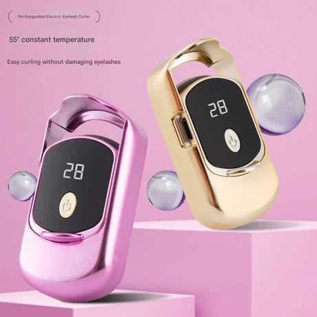 Rechargeable Electric Heated Eyelash Curler - 55C Constant Temperature, LED Display, Gentle Curling(pink)