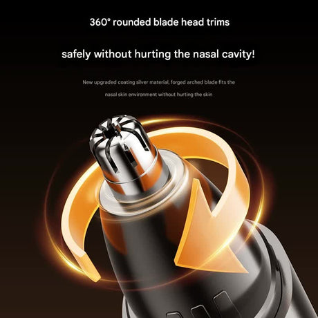 Electric Nose & Ear Hair Trimmer - USB-C Rechargeable, LED Display, Washable 360deg Head, Low Noise(blue)