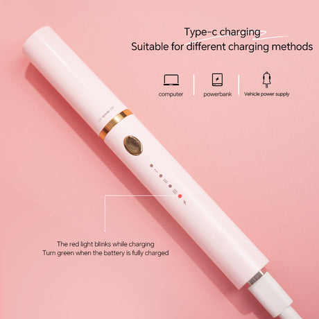 Rechargeable Heated Eyelash Curler Wand - 3 Temperature Gears, Type-C Charging, All-Day Curl(pink)