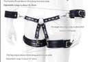 Adjustable PU Leather X-Harness Restraint Set with Cuffs - Playful Bondage Accessory(Brilliant leather blue)