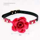 Silicone Rose Ball Gag with Adjustable PU Leather Strap - Playful Adult Novelty(pink)