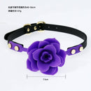 Silicone Rose Ball Gag with Adjustable PU Leather Strap - Playful Adult Novelty(purple)